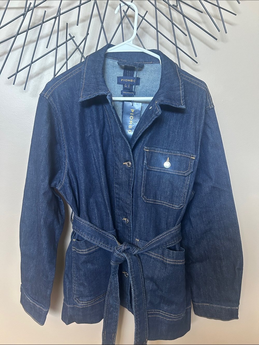 NWT Piombo Belted Denim Jacket Size S
